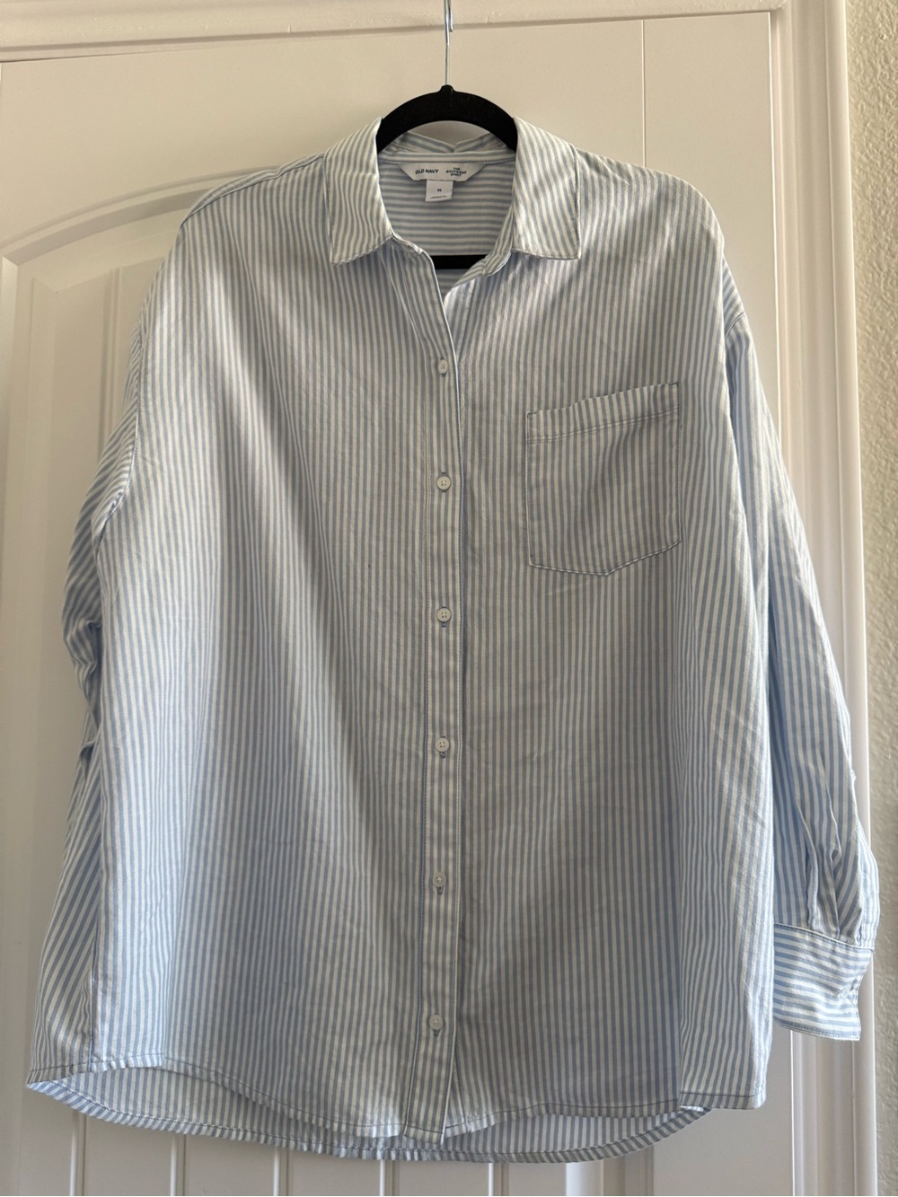 Old Navy Light Blue & White Striped Button-Down Shirt